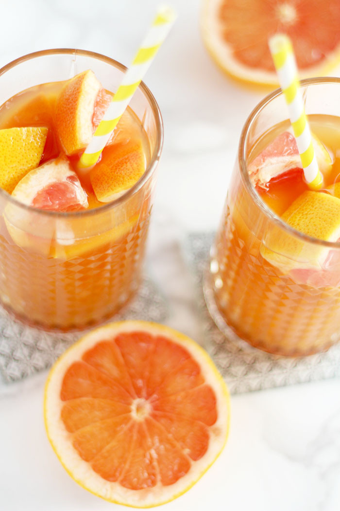 Eistee Cocktail mit Grapefruit und Ingwer