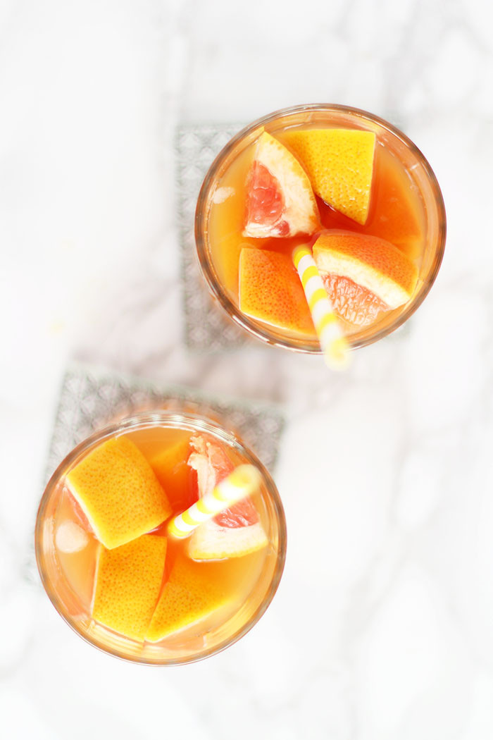 Eistee Cocktail mit Grapefruit und Ingwer