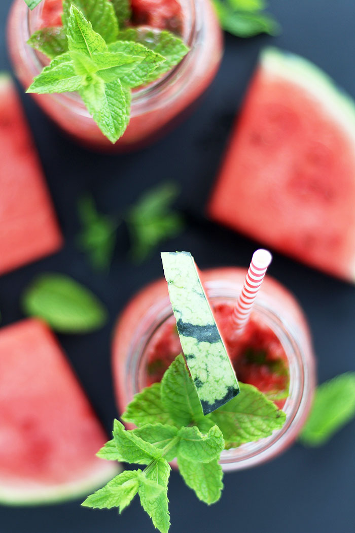 Erfrischender Wassermelone Minze Smoothie - provinzkindchen