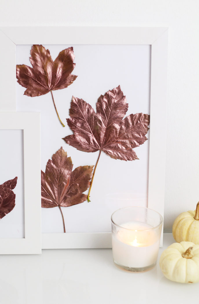 Do It Yourself: Kupfer Herbstblätter im Bilderrahmen