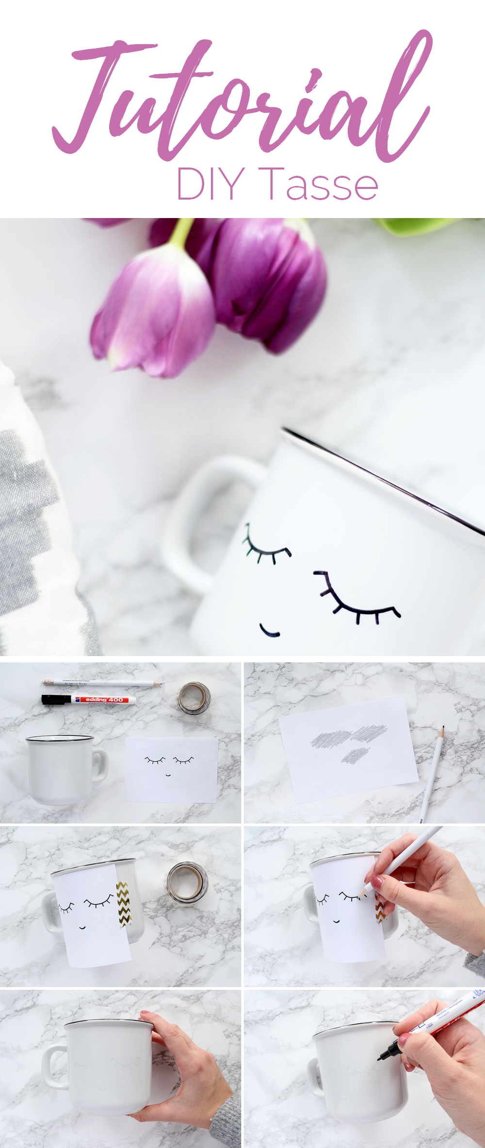 DIY Tasse mit Klimperwimpern