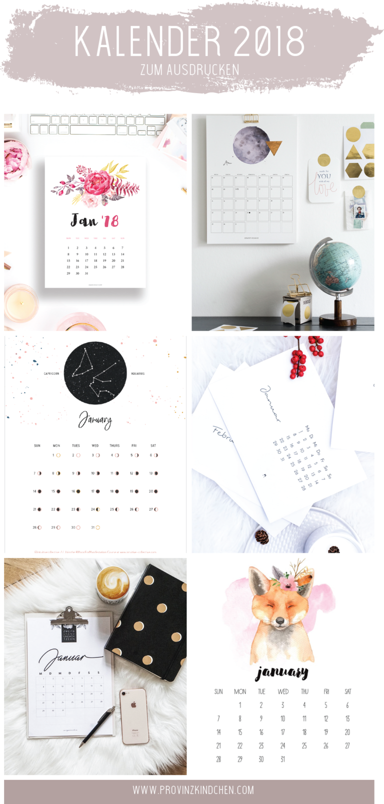 Die schönsten Kalender für 2018 zum Ausdrucken - provinzkindchen